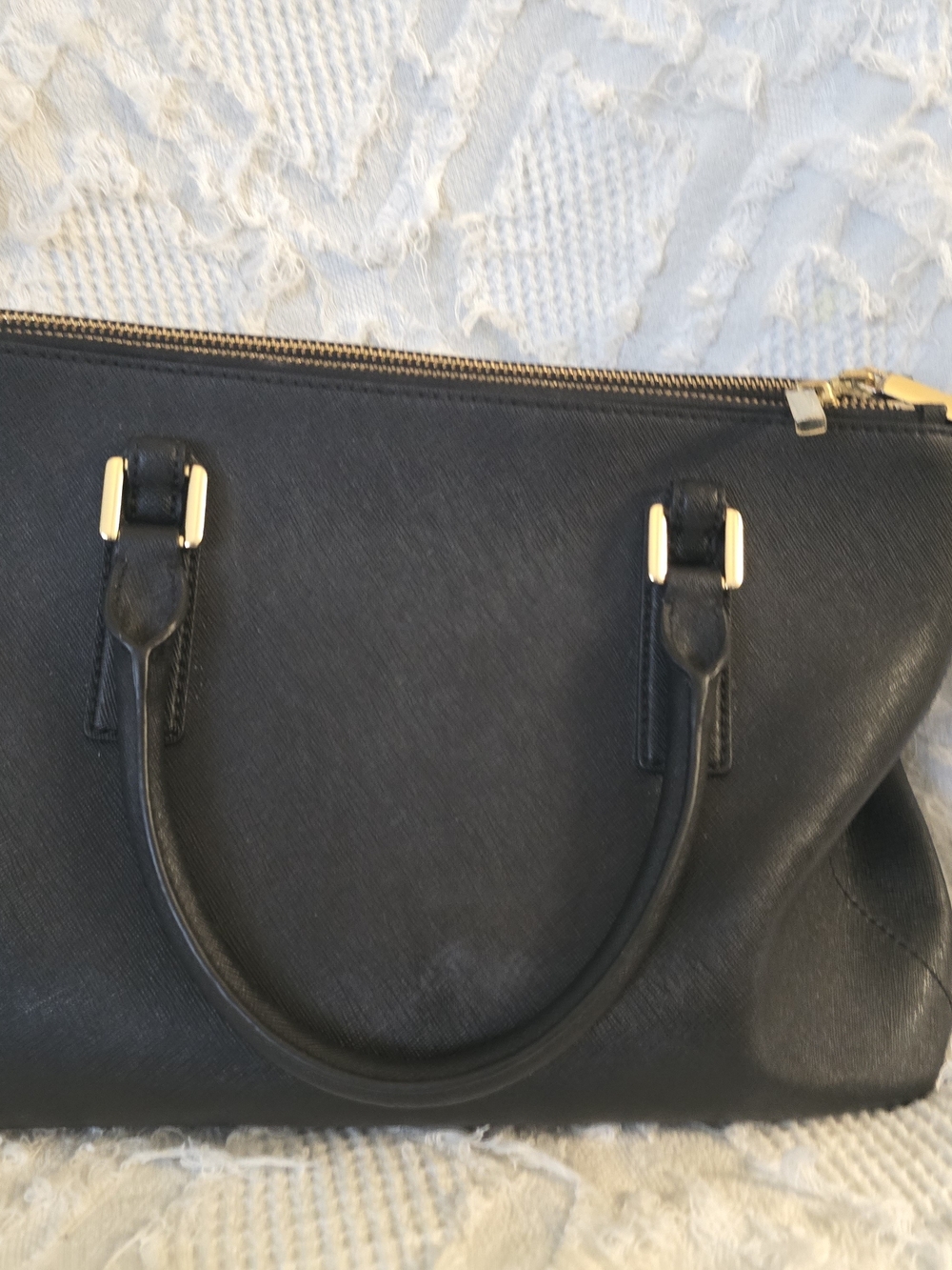 Tory Burch Black Saffiano Leather Satchel with Gold Logo - Picture 2 of 3